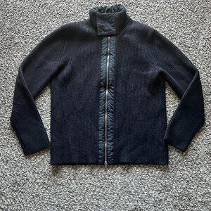 Zegna Sweater Womens Large Black Zip Up Winter Thick Insulated Designer Coat